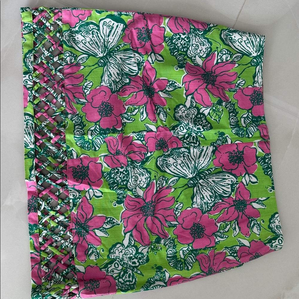 Lilly Pulitzer Pink & Green Floral Butterfly Mini Skirt - Picture 4 of 4